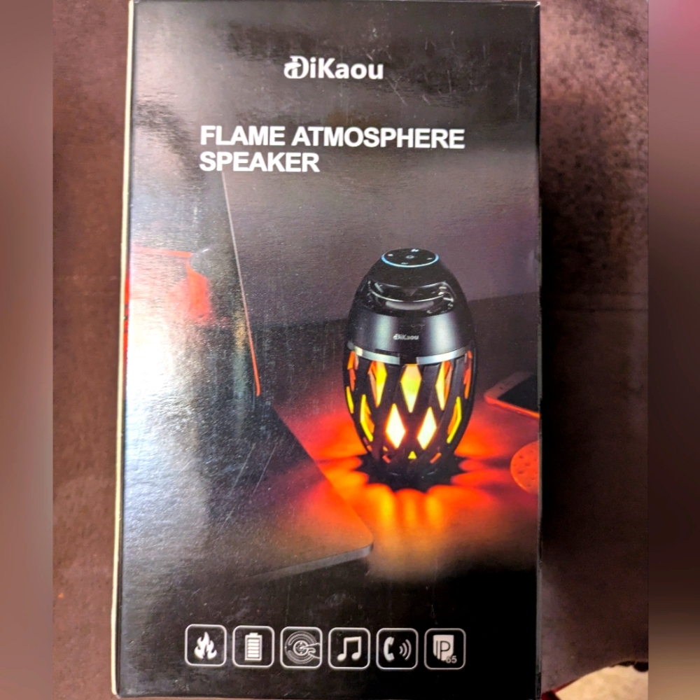 Dikaou Outdoor Speakers.  Flame Atmosphere Lighting, Wireless.